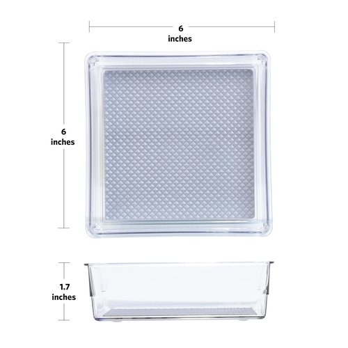 Glad Drawer Organizer Bin, 6x6 - Heavy Duty Clear Plastic Storage Tray for Junk Drawers, Kitchen Utensils, Bathroom Vanity, and Organizing Pantry - BPA Free, Food Safe, Non Slip