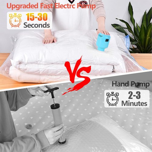 Morecoo Vacuum Seal Bags for Clothing, 6 Pack Vacuum Storage Bags (3 Jumbo/3 Large) with Electric Pump, Packing Cubes Compression Space Saver for Comforters, Blankets - Ideal for Travel