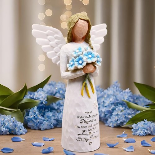 AUKEST Retirement Gifts for Women - Elegant 5.1” Blue Angel Figurine | Perfect Retirement Decoration