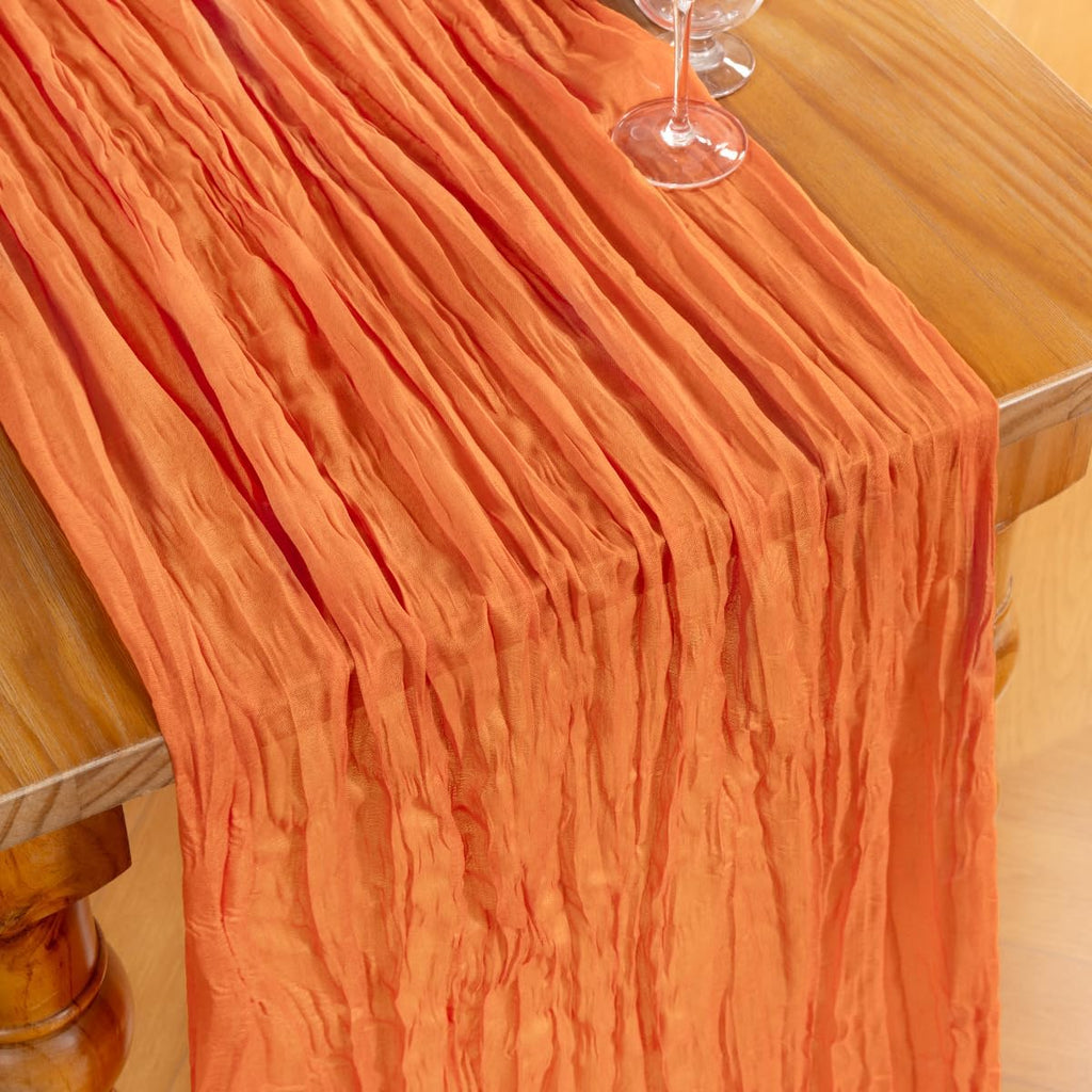 Skiennix Orange Cheesecloth Table Runner - 6 Pack Boho Gauze Decor for Weddings & Parties | 120 Inches