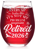 Retirement Gift for Woman & Men 2026 - Funny Retirement Gifts for Women with "Not My Problem Anymore", Farewell Goodbye Gifts for Coworkers, Boss, Friend, Teacher or Mom - 19OZ Stemless Wine Glass