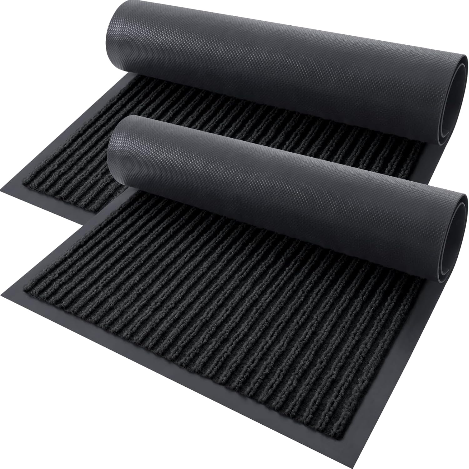 OLANLY Waterproof Heavy Duty Front Door Mat - 2-Pack Indoor Outdoor Welcome Mats | 29.5 x 17 Inch, Black