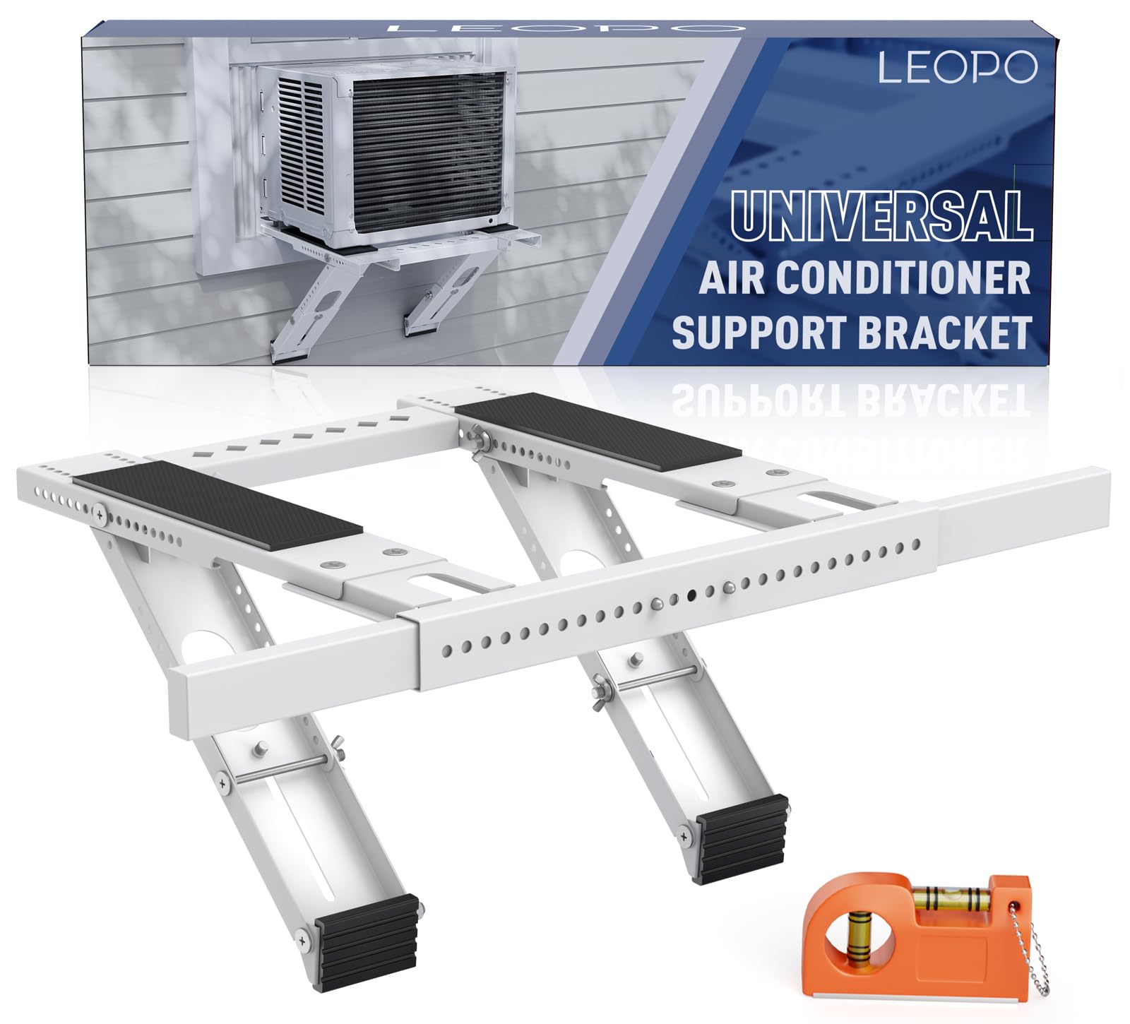 No Drilling Window AC Support Bracket, Adjustable Support Fits Single & Double-Hung Windows, Air Conditioner Holder Bracket Heavy Duty Steel Holds Up to 300lbs, for 5000-24000 BTU Units