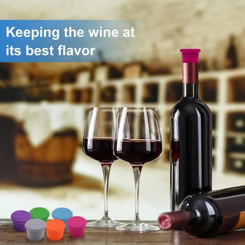12 Pcs Colorful Wine Stoppers, Reusable Silicone Wine Corks,Champagne Stoppers,Beverages Beer Bottle Caps,Wine Bottle Stoppers for Glass Bottles, Keep Wine Fresh