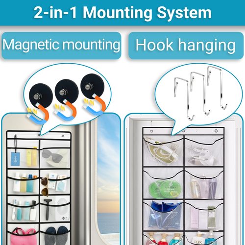 ANNISITE Magnetic Cruise Organizer, 14 Large Durable Pockets Over The Door Organizer For Cruise Ships, Magnetic & Hanging Cruise Organizer, Cruise Essentials 2026 （ 67" x 21.6"）