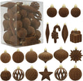 Regine Switzerland 50 Pcs Brown Velvet Christmas Balls - Flocked Hanging Ornaments for Holiday Decor