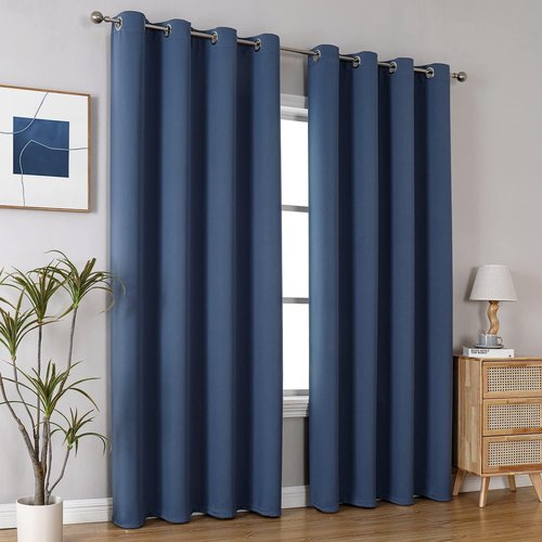 ChrisDowa Blackout Curtains - Thermal Insulated Room Darkening Panels | 80 Inch, Stone Blue, 2 Pack