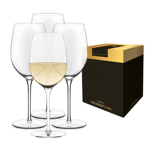 Libbey Signature Kentfield All Purpose Wine Glasses Set of 4, Red and White Long Stem Wine Glasses, Curvature Wine Glass Gift Set for All Occasions