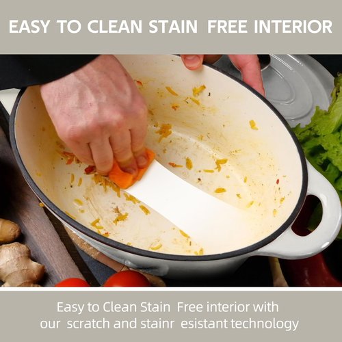 5.5 Quart Oval Enameled Cast Iron Dutch Oven Pot with Lid, Oven Safe up to 550° F & Dishwasher Safe, Sturdy Dutch Oven Cookware