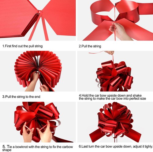 Happy Birthday Big Car Bow - Large 20-Inch Gift Wrapping Decoration in Red for Parties