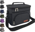 ExtraCharm Insulated Lunch Bag - Leakproof Cooler Tote for Office, Picnic, Hiking | Adjustable Strap - Black