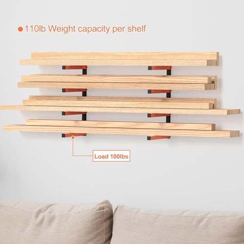 NANANARDOSO Wall Mount Wood Organizer - Heavy Duty Metal Shelf with 4-Level Lumber Racks | 4 Pack