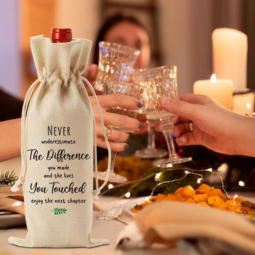 FBCCZEY Going Away Moving Away Leaving Farewell Goodbye Wine Bag for Friends Teachers Coworkers Boss Women Retirement Retired New Beginning New Business Owner Wine Bag for Woman Men