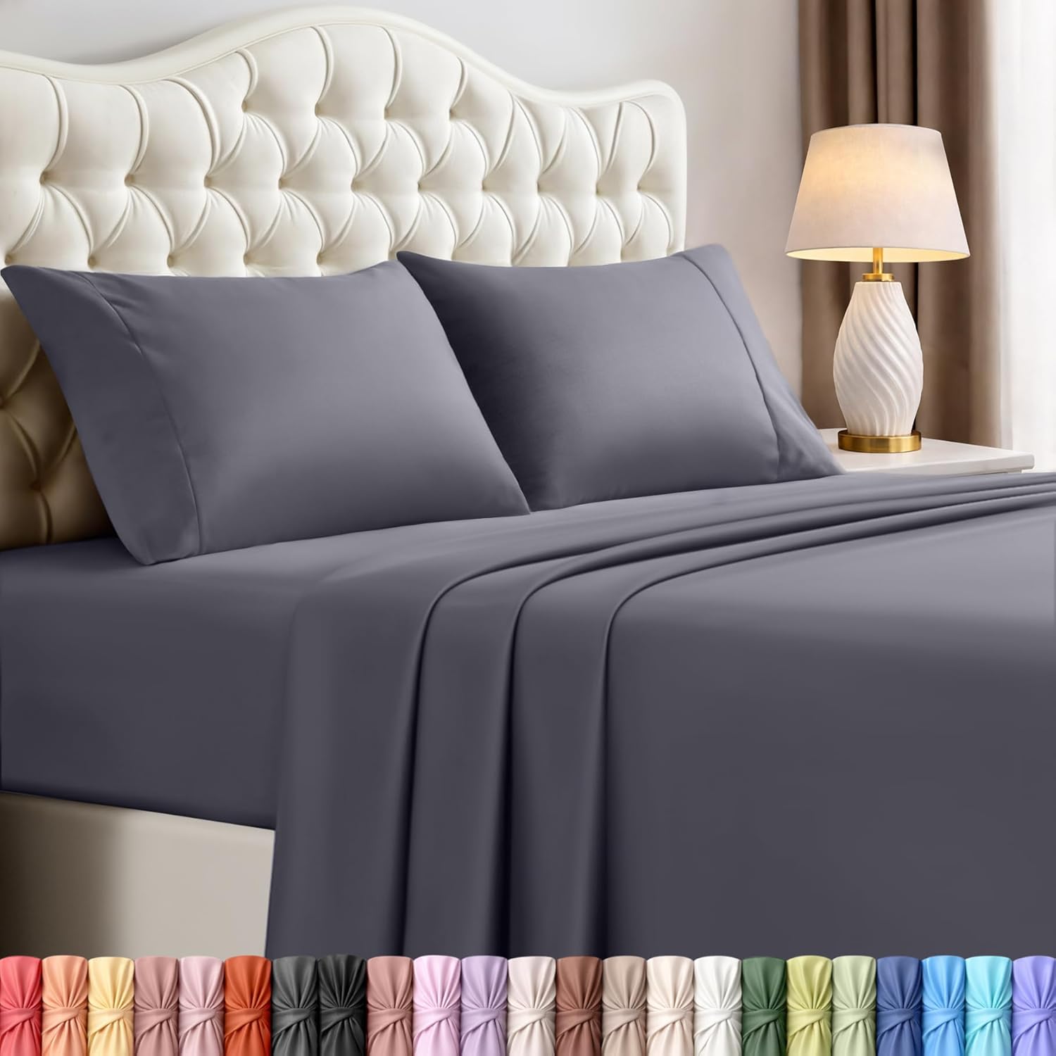 Utopia Bedding Queen Size Sheet Set - Soft, Breathable Microfiber - 4 Pieces in Grey