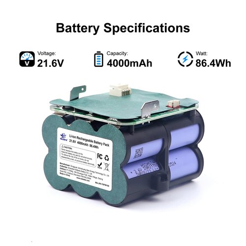 melasta Replacement Battery Suitable for Tineco S5 PRO 2 / Floor ONE S5, 21.6V 4000mAh High-Capacity Lithium Ion Battery Cordless Floor Washer Vacuum Cleaner Parts