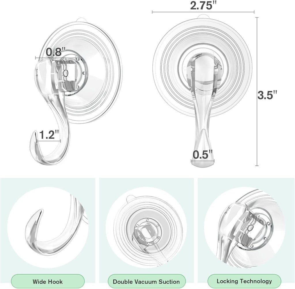 VIS'V Suction Cup Hooks Bundle - Large & Small Hooks for Strong, Versatile Hanging Solutions