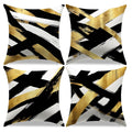 YAJTJX Black and Gold Pillow Covers Set of 4,18 x 18 inch Pillow Covers,Abstract Geometric Stripe Throw Pillows for Home Living Room Decor Sofa Couch Bedroom Pillow Cases