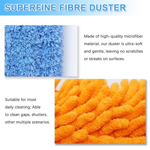 Gap Cleaning Feather Duster - 1 Pack 100 inch Telescoping Gap Dust and 2 Pack 15 inch Gap Cleaning Hand Dusters, Microfiber Feather Duster for House Hold