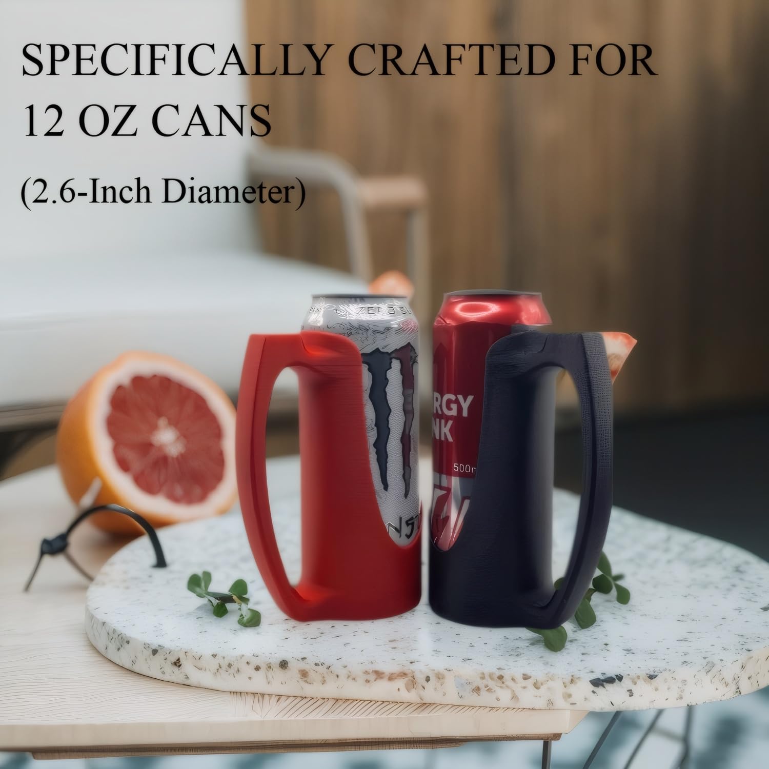 Slim Can Holder 12 Oz with Handle, 3D Printed Reusable Beverage Grip for Beer, Suitable for A Variety of 12 Oz Canned Beverages and Beer (Pink)