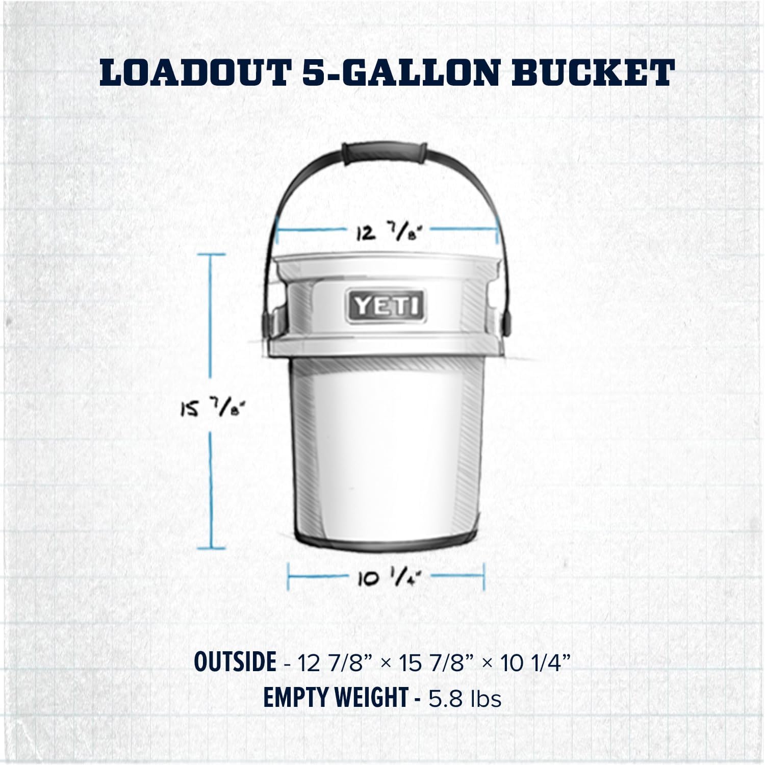 YETI Loadout 5-Gallon Bucket, Impact Resistant Fishing/Utility Bucket