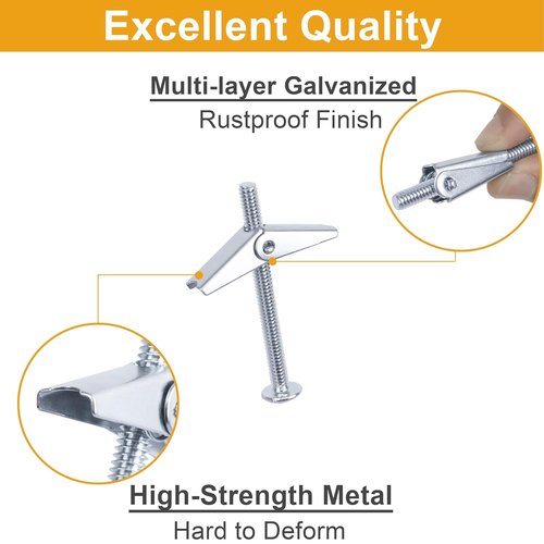 KURUI Heavy Duty Hollow Wall Anchors - 28-Piece Metal Toggle Bolt Kit for Drywall | 3 Sizes Included