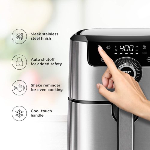 CHEFMAN Air Fryer - 4.5 Qt Healthy Cooking with Dual Control Temperature & Nonstick Basket | Dishwasher Safe