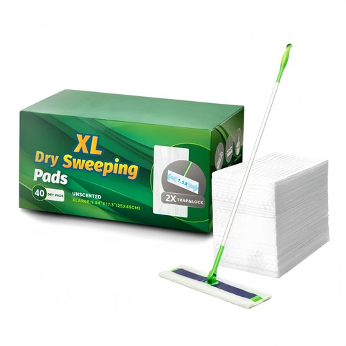 SUZZYVINE XL Dry Sweeping Cloths Diposable Mop Pads for Swiffer X-Large Sweeper, XL Floor Cleaning Cloth for Mopping Home, Bathroom, Kitchen 9.84"x17.3" Extra Thick and Large,40 Counts