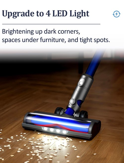 Puregad Vacuum Attachments for Dyson V6 Cleaners, Brush Motorhead Head with LED Lights for Hardwood Floor and Carpet, V Shape Bristle Roller Replacement Parts for DC59 DC61 DC62 DC74