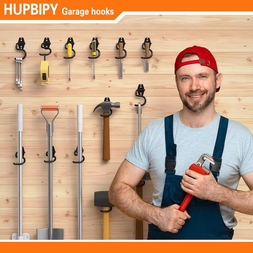 HUPBIPY Heavy-Duty Metal Garage Hooks - 6 Pack S Hooks for Tool Storage & Organization