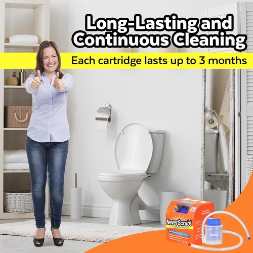 NeverScrub! Refill Cartridge Self Cleaning Toilet System - Replacement Cartridge for Automatic Toilet Bowl Cleaner - 1.65 oz, Lasts Up To 3-5 Months Continuous Toilet Bowl Cleaning