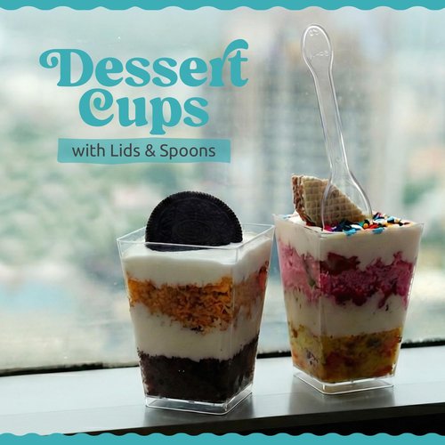 Sammray 200 Pack 5 oz Plastic Dessert Cups with Lids and Spoons – Plastic Parfait Cups for Appetizer and Desserts be it, Mousse, Tiramisu, Pudding, or salads - Perfect for Parties