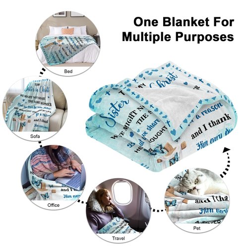 Nahjiiem Sisters in Christ Gifts for Women, Christian Gifts for Sisters, Secret Sister Gift for Women, Faith Based Blankets, Christian Sister Friends Throw Blanket 50"x60"