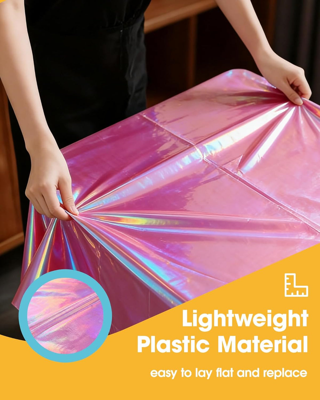 Niuara Iridescent Pink Table Cloth - 4 Pack 54" × 108" Disposable Covers for Parties & Gatherings