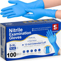 Schneider Nitrile Exam Gloves - Extended 12-Inch Cuff, Medium, 100-Count | Latex-Free & Powder-Free