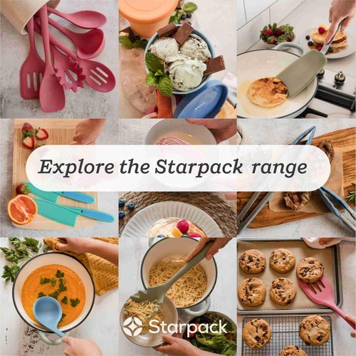 Starpack 'Get a Grip' Silicone Kitchen Tongs for Cooking (2Pcs) - BBQ Tongs for Grill Heat Resistant to 600°F - Stainless Steel Kitchen Utensils w/Non Stick Silicone Tips - 9",12" for Serving Food