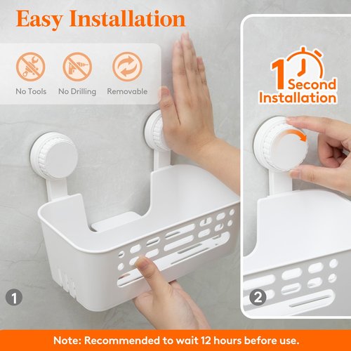 Lifewit Shower Caddy Suction Cup, NO-Drilling Bathroom Organizers and Storage Rack for Inside Shower, Plastic Removable Shower Shelves for Shampoo Strong Vacuum Suction, 26 cm/10 inch Long, 1 Pack