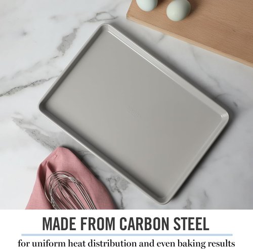 Martha Stewart Gallen Nonstick Carbon Steel Cookie Sheet - 13 x 9 Inch, Durable Bakeware for Easy Cleanup
