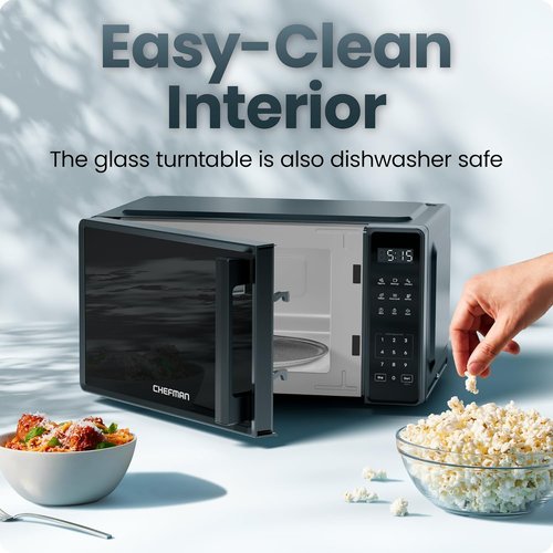 Chefman Microwave Oven - 0.7 Cu. Ft., 700 Watts, 10 Power Levels, 6 Cooking Presets, Black