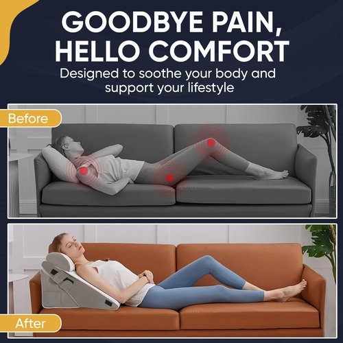 10-in-1 Adjustable Design 3PCS Wedge Pillow for Sleep Apnea, Wedge Pillow for Acid Reflux Relief, Orthopedic Headboard Bed Wedge Pillow for Sleeping, Neck & Back Support for Snoring and Reading