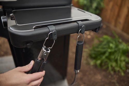 Weber Works Tool Hooks – Set of 3 Rail‑Mounted Grill Hooks for Hanging BBQ Spatulas, Tongs, Brushes & Grilling Tools – Repositionable Storage for Weber Griddles & Outdoor Cooking Stations