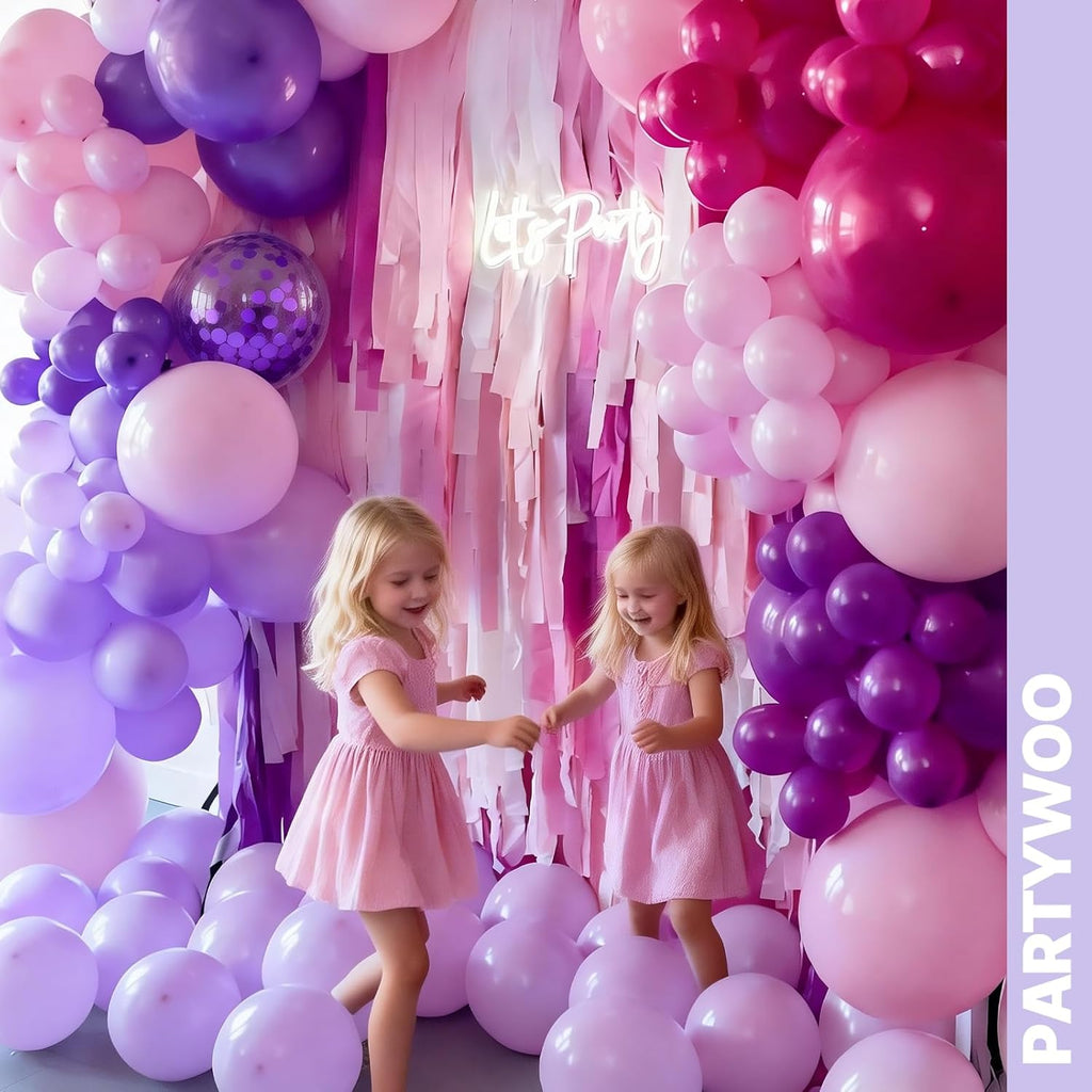 PartyWoo 66pcs Pink & Purple Balloons - 12 Inch Pastel Metallic & Confetti for Baby Shower & Birthday Decor