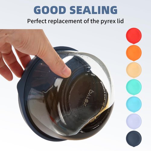 Replacement Lids for Pyrex 7201-PC 4 Cup, Silicone Round Storage Cover Lid for Anchor Hocking Glass Bowl 2 Pack Dark Blue