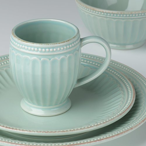 Lenox 856878 French Perle Groove Ice Blue 4Pc Place Set
