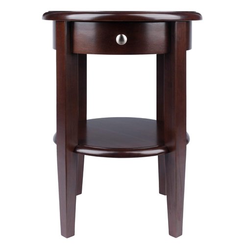 Winsome Concord Round End Table with Drawer and Shelf, for Living Room, Bedroom, Walnut