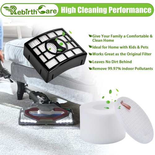 Rebirthcare NV680 Filter Replacement for Shark Rotator DuoClean Powered Lift Away Speed Vacuum NV681 NV682 NV683 NV800 NV801 NV803 UV810, Compare to Part # XFF680 & XHF680, 2 Filters + 4 Foam Felt Kit