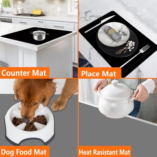 2Pack Large Silicone Mats for Kitchen Counter, 48''x24''(120cmx60cm) Heat Resistant Mat for Kitchen Island, Waterproof Multipurpose Countertop Protector, Semitransparent