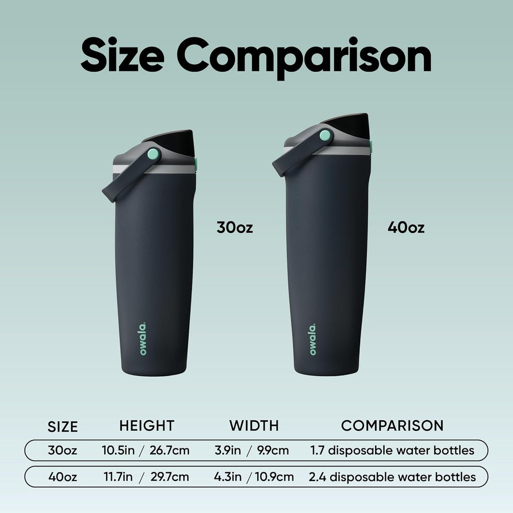 Owala FreeSip Sway Insulated Stainless Steel Water Bottle - 40oz, Two-Way Spout, BPA Free, Foggy Tide