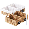 rectangular hyacinth wicker baskets with liners for storage, kitchen, laundry 12x9x5 iNCHES (Natural, 12x9x5 Inches)