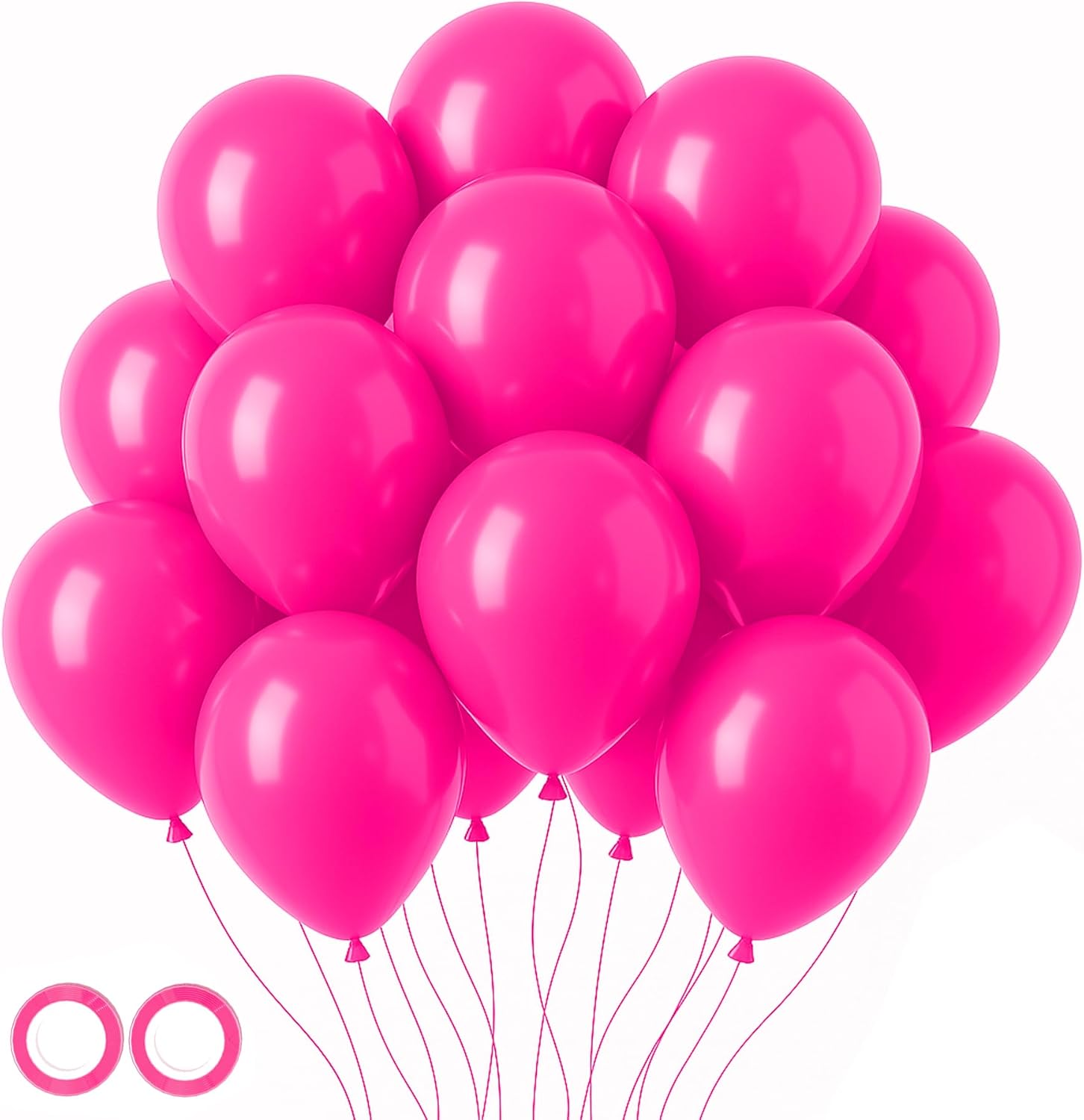 Voircoloria 105pcs Hot Pink Balloons - 12 Inch Dark Pink Party Decorations for Birthdays, Weddings & Anniversaries