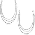 Skiennix Glitter Rhinestone Shoelace Charms - Triple Layer Tassel Boot Chain Jewelry | Silver, 2 Pcs Set